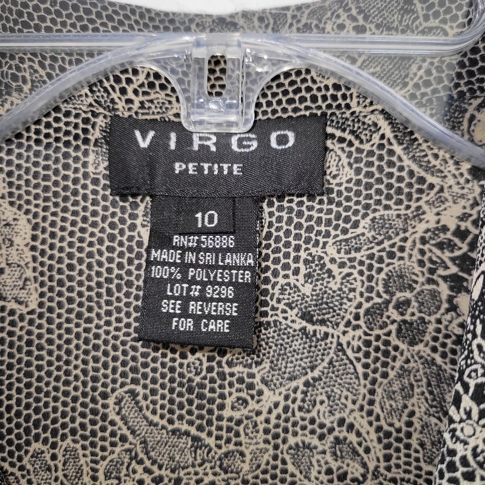 Virgo Petite 2 Piece Dress Set Womens 10 Grey Black Floral Lace Print Maxi - Picture 15 of 16
